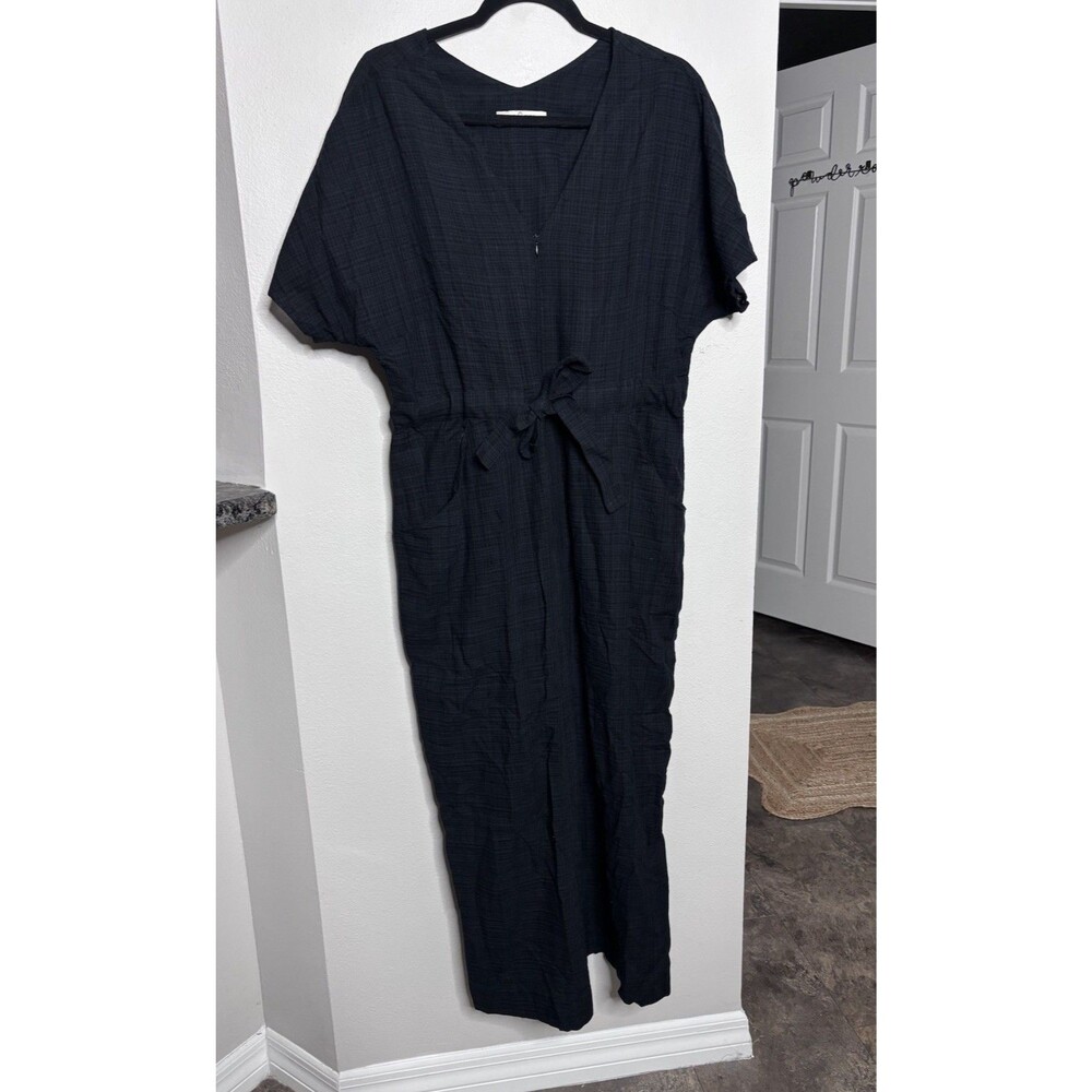 ODDBIRD Jumpsuit Sm Divane Cotton Blend Dolman Sleeve Cinch Wide Crop Black